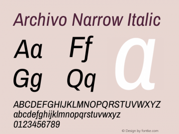 Archivo Narrow Italic Version 3.002图片样张