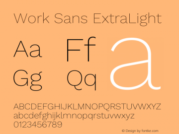 Work Sans ExtraLight Version 2.012图片样张