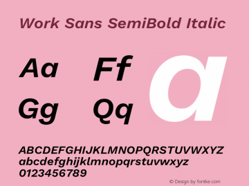 Work Sans SemiBold Italic Version 2.012图片样张