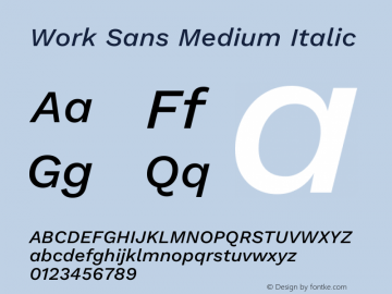 Work Sans Medium Italic Version 2.012图片样张