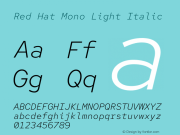 Red Hat Mono Light Italic Version 1.023图片样张