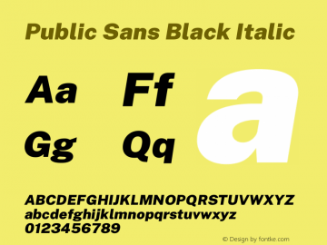 Public Sans Black Italic Version 2.001图片样张