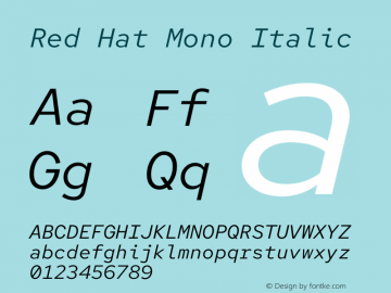 Red Hat Mono Italic Version 1.023图片样张