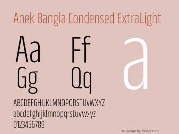 Anek Bangla Condensed ExtraLight Version 1.003图片样张