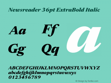 Newsreader 36pt ExtraBold Italic Version 1.003图片样张