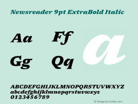 Newsreader 9pt ExtraBold Italic Version 1.003图片样张