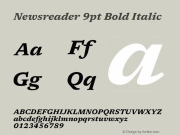 Newsreader 9pt Bold Italic Version 1.003图片样张