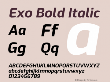 Exo Bold Italic Version 2.001图片样张