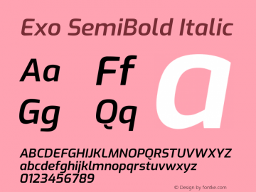 Exo SemiBold Italic Version 2.001图片样张