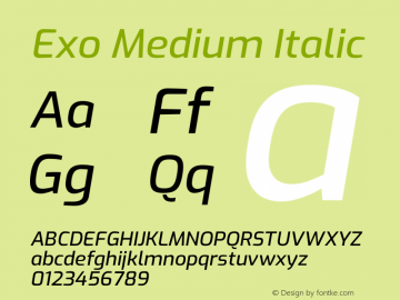 Exo Medium Italic Version 2.001图片样张