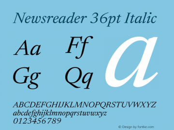 Newsreader 36pt Italic Version 1.003图片样张