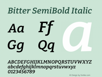 Bitter SemiBold Italic Version 2.002图片样张