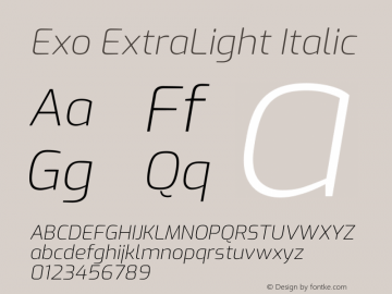 Exo ExtraLight Italic Version 2.001图片样张