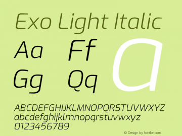 Exo Light Italic Version 2.001图片样张
