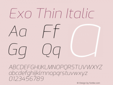 Exo Thin Italic Version 2.001图片样张
