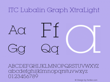 ITC Lubalin Graph XtraLight Version 2.0-1.0 Font Sample