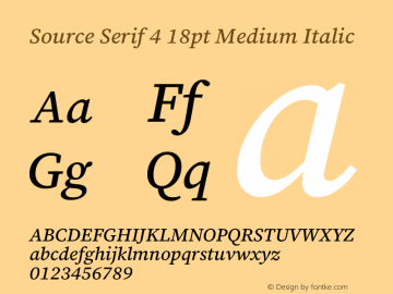 Source Serif 4 18pt Medium Italic Version 4.004;hotconv 1.0.116;makeotfexe 2.5.65601图片样张