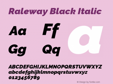 Raleway Black Italic Version 4.026图片样张