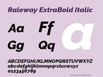 Raleway ExtraBold Italic Version 4.026图片样张