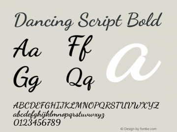 Dancing Script Bold Version 2.001图片样张