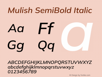 Mulish SemiBold Italic Version 3.603图片样张