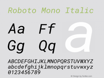 Roboto Mono Italic Version 3.000图片样张