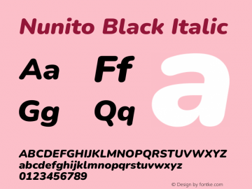 Nunito Black Italic Version 3.602图片样张