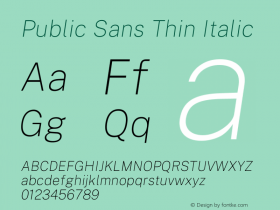 Public Sans Thin Italic Version 2.001图片样张