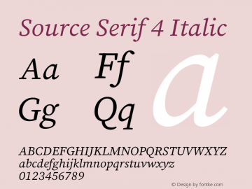 Source Serif 4 Italic Version 4.004;hotconv 1.0.116;makeotfexe 2.5.65601图片样张