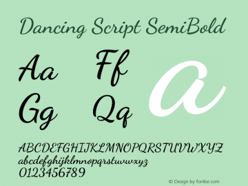 Dancing Script SemiBold Version 2.001图片样张