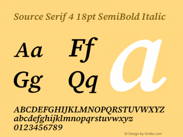 Source Serif 4 18pt SemiBold Italic Version 4.004;hotconv 1.0.116;makeotfexe 2.5.65601图片样张