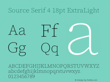 Source Serif 4 18pt ExtraLight Version 4.004;hotconv 1.0.116;makeotfexe 2.5.65601图片样张
