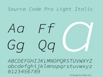Source Code Pro Light Italic Version 1.016;hotconv 1.0.116;makeotfexe 2.5.65601图片样张