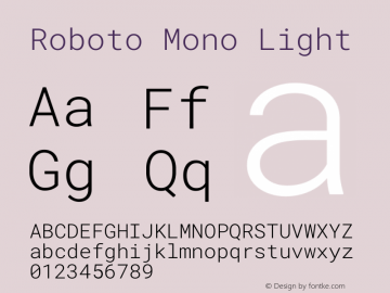 Roboto Mono Light Version 3.000图片样张