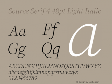 Source Serif 4 48pt Light Italic Version 4.004;hotconv 1.0.116;makeotfexe 2.5.65601图片样张