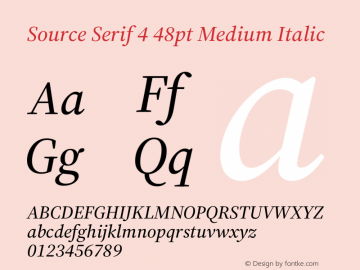 Source Serif 4 48pt Medium Italic Version 4.004;hotconv 1.0.116;makeotfexe 2.5.65601图片样张