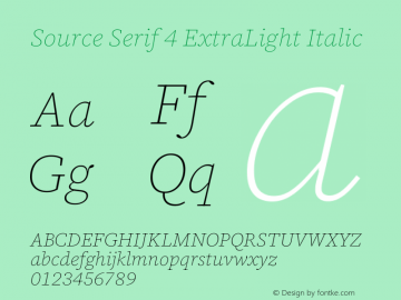 Source Serif 4 ExtraLight Italic Version 4.004;hotconv 1.0.116;makeotfexe 2.5.65601图片样张