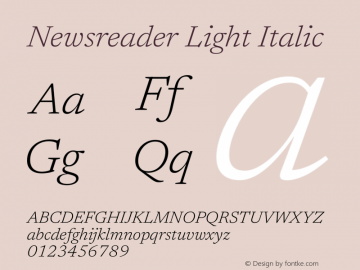 Newsreader Light Italic Version 1.003图片样张