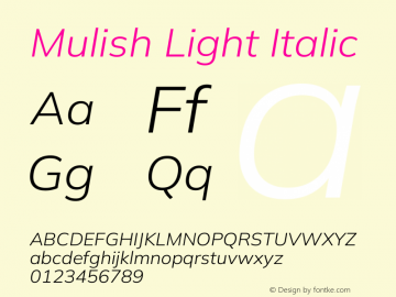 Mulish Light Italic Version 3.603图片样张