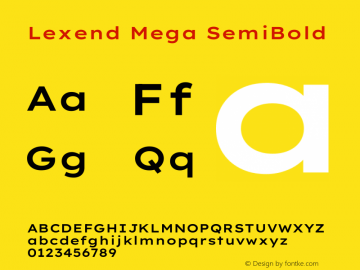 Lexend Mega SemiBold Version 1.007图片样张