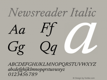 Newsreader 16pt Italic Version 1.003图片样张