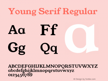 Young Serif Regular Version 3.003; ttfautohint (v1.8.4.7-5d5b);gftools[0.9.33]图片样张
