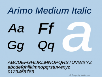 Arimo Medium Italic Version 1.33图片样张