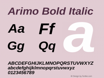 Arimo Bold Italic Version 1.33图片样张