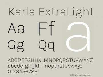 Karla ExtraLight Version 2.004;gftools[0.9.33]图片样张