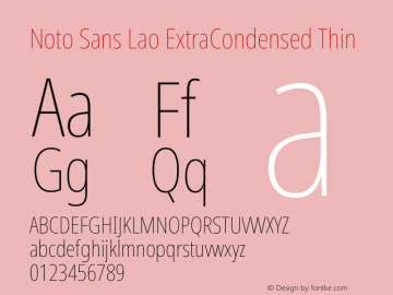 Noto Sans Lao ExtraCondensed Thin Version 2.003图片样张