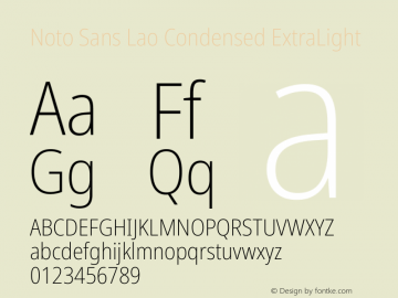 Noto Sans Lao Condensed ExtraLight Version 2.003图片样张