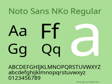 Noto Sans NKo Regular Version 2.004; ttfautohint (v1.8.4.7-5d5b)图片样张