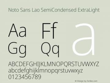 Noto Sans Lao SemiCondensed ExtraLight Version 2.003图片样张