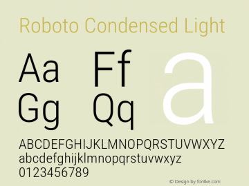 Roboto Condensed Light Version 3.008; 2023图片样张